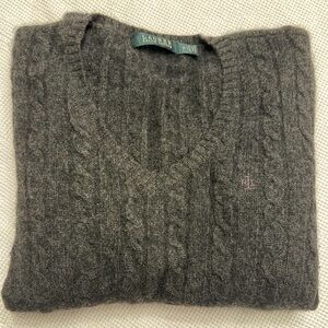 Lauren Ralph Lauren Gray Cable Knit Cashmere Sweater